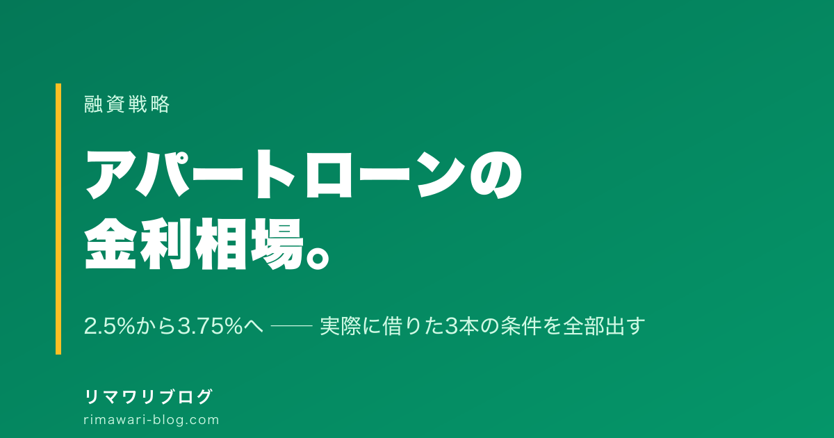 アパートローンの金利相場は今いくらか｜2.5%から3.75%へ、私が実際に借りた条件を全部出す